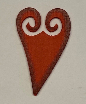 Holzherz mit Schnörkel, rot